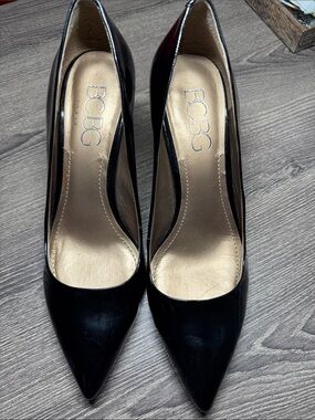 BCBG Black Patent Pointed Toe Pumps
